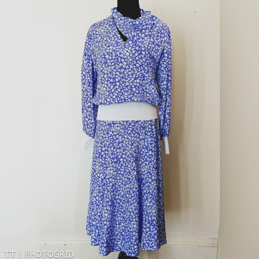 Vintage Castleberry Union Made floral print skirt set